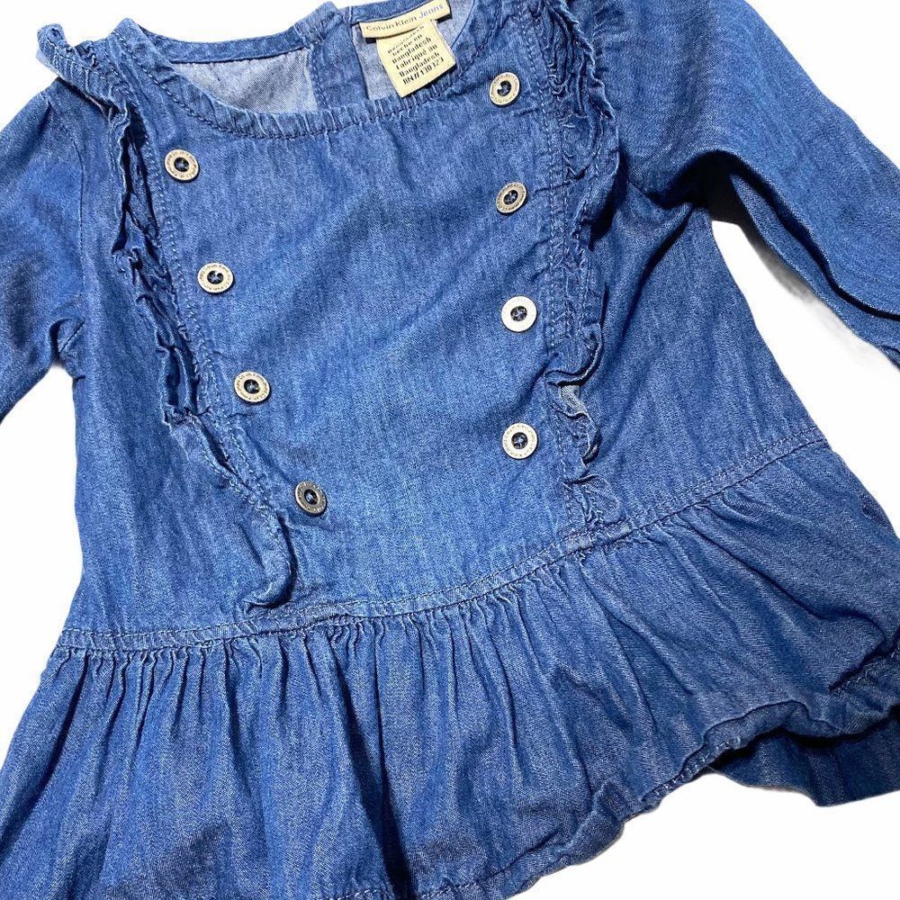 calvin Klein Denim Ruffle Shirt - Picture 2 of 3